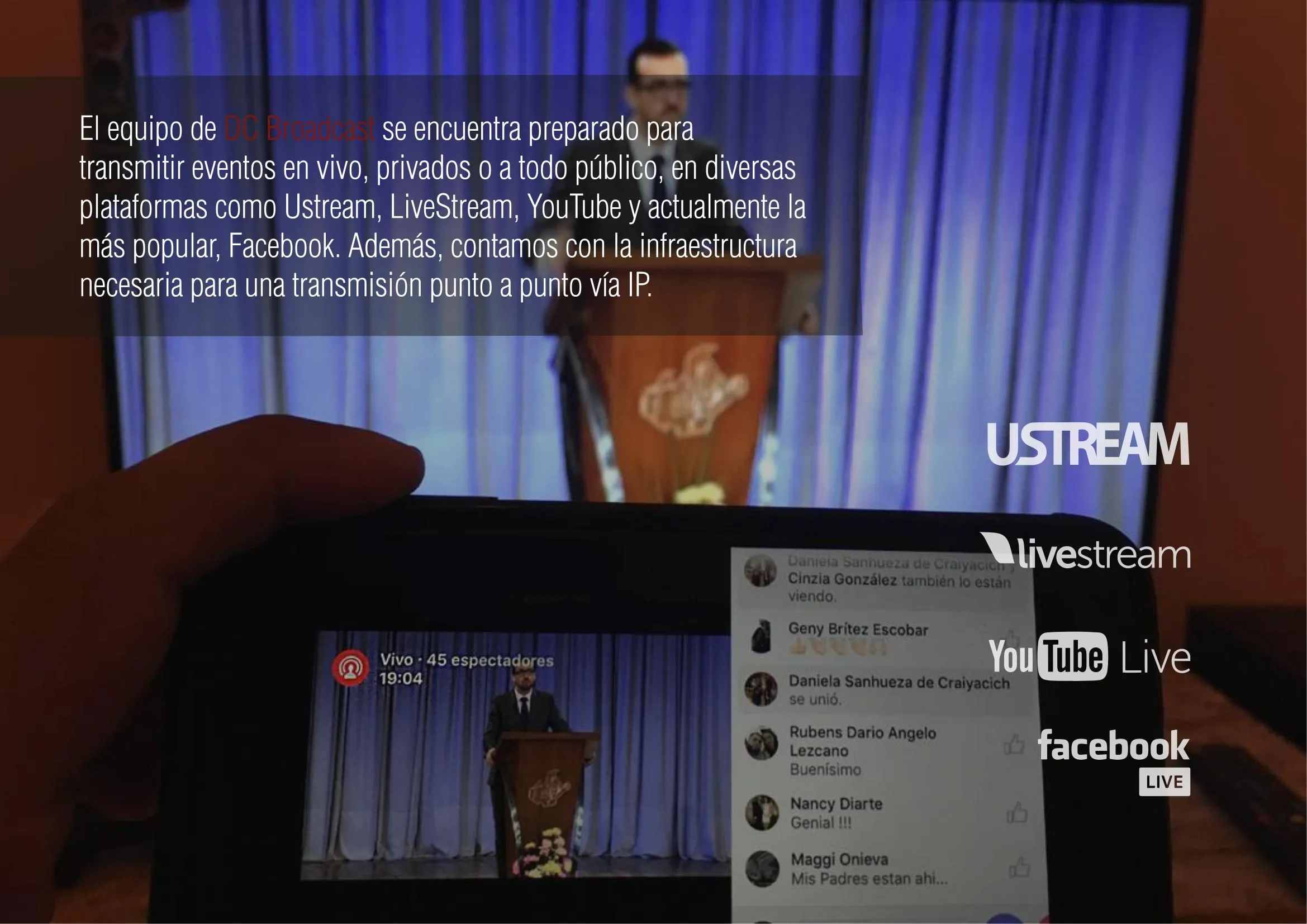Transmisiones simultáneas en Ustream, LiveStream, YouTube y Facebook Live
