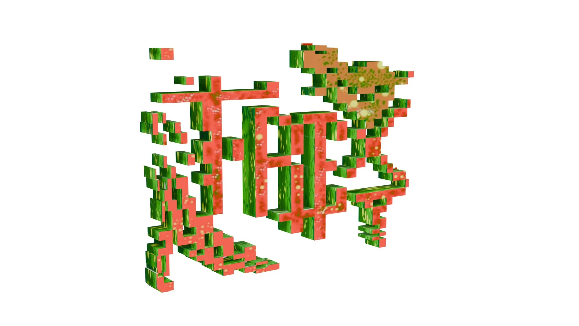 «The Rex» logo in voxel/pixel-art 3D, modeled and textured in Blender
